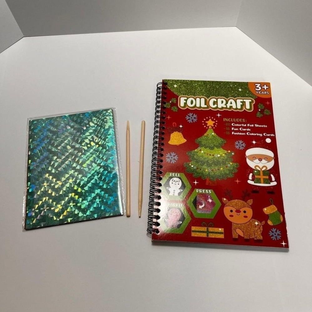 Jectivs Christmas Foil Craft Kit Kids OS Red New Holiday Art Activity JT24087